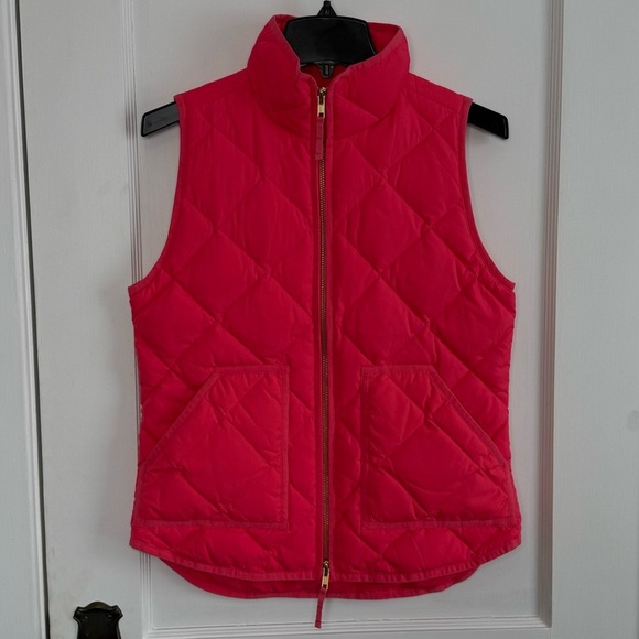 J. CREW FACTORY | Hot Pink Quilted Puffer Vest Zip Front Down Stuffed - Picture 1 of 5